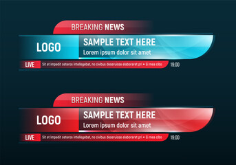 Lower third for news header. Breaking news. Vector template for your design.