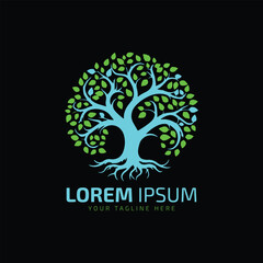 tree logo icon vector illustration on black background