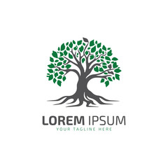 Tree icon vector silhouette isolated tree logo colorful on white background.