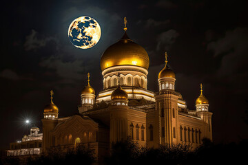 Fototapeta na wymiar Mosque in Moonlight
