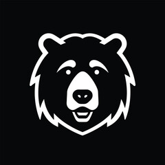 Black bear head on white background, vector logo isolated