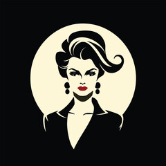 woman, red kiss, front view, poster, vector illustration isolated