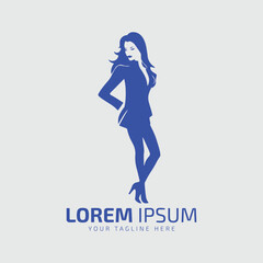 girl standing logo icon silhouette isolated on white background.