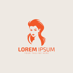 woman or girl logo icon silhouette isolated on white background.