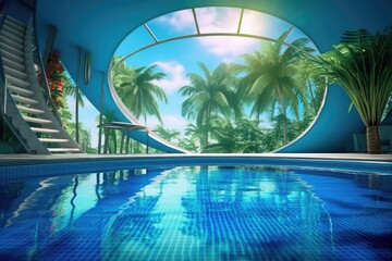 swimming pool at home design professional photograpphy AI Generated 