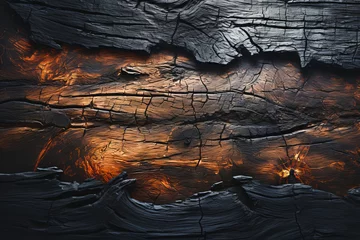 Papier Peint photo Feu burnt wood texture background