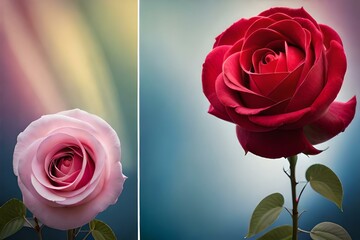 roses on blue background AI Generated 