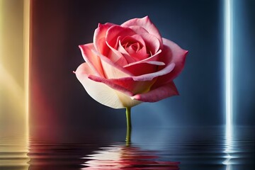 pink rose in water AI Generated 