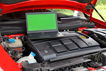 computer diagnostics of the engine in the car service