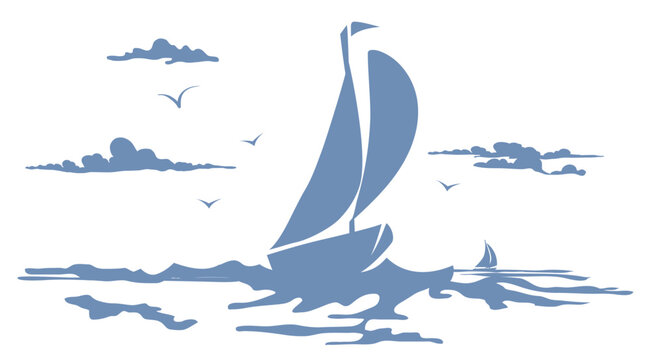 Grafik Segelboot in See
