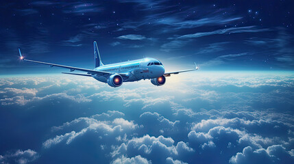 Fototapeta na wymiar plane flying over a dense layer of clouds, generative ai illustration