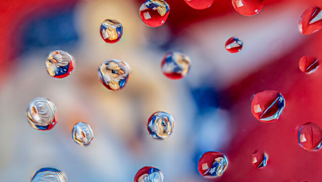 Patriotic water droplet, red background