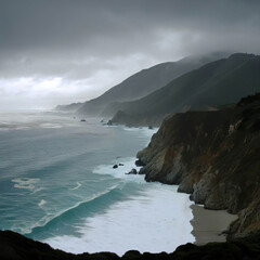 pacific ocean coastline stormy