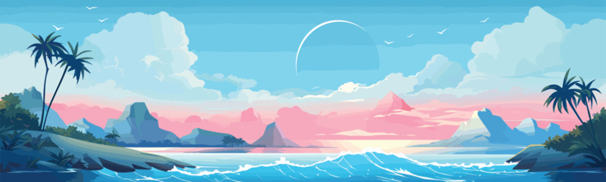 ocean single island texture vector wallpaper isolated illustration