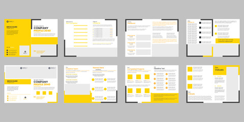 company profile brochure template design, flyer set, page, cover, minimal business brochure template design set, report, poster, Corporate business