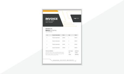 Modern And Professional Invoice Design Template With Geometric Shape