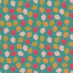 Seamless pattern with strawberries, bright colors