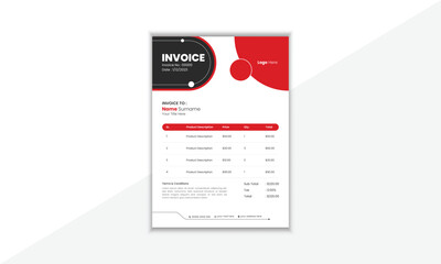 Modern And Professional Invoice Design Template With Colorful Shape And Vector Background