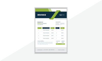 Modern And Professional Invoice Design Template With Colorful Shape And Vector Background
