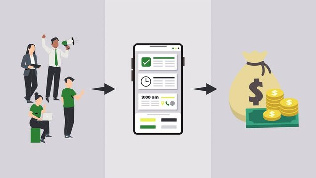 Animation of making money via smartphone