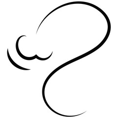 Outline drawing of a breath of wind.Wind blow  in line style.Wave flowing illustration with hand drawn doodle cartoon style.