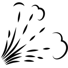Outline drawing of a breath of wind.Wind blow  in line style.Wave flowing illustration with hand drawn doodle cartoon style.