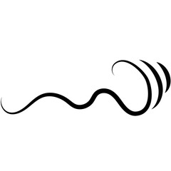Outline drawing of a breath of wind.Wind blow  in line style.Wave flowing illustration with hand drawn doodle cartoon style.