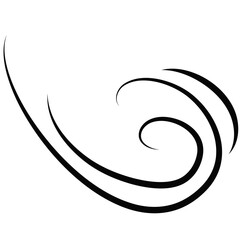 Outline drawing of a breath of wind.Wind blow  in line style.Wave flowing illustration with hand drawn doodle cartoon style.