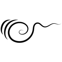 Outline drawing of a breath of wind.Wind blow  in line style.Wave flowing illustration with hand drawn doodle cartoon style.