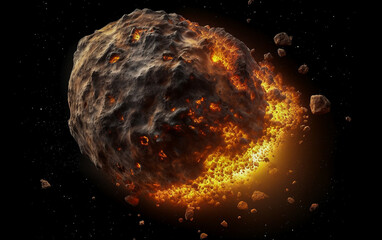 Meteorite image illustration image Generative AI,