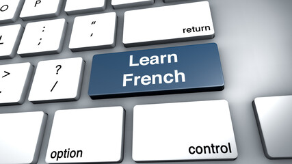 3D Illustration of Keyboard with the Word Learn French