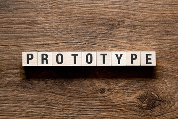 Prototype - word concept on building blocks, text