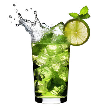 a refreshing summer drink with ice and lime