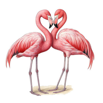two vibrant pink flamingos standing gracefully side by side