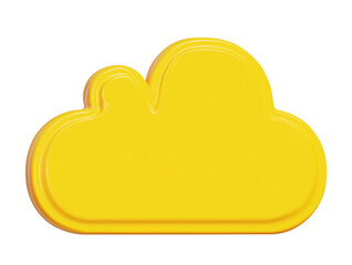 3d yellow cloud icon on isolated background. Cartoon sky shape. Stock vector illustration.