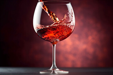 Naklejka na ściany i meble liquid glass background goblet alcohol closeup drink red gradient wine party. Generative AI.