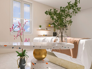 Massage room 3d render, 3d illustration