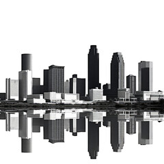 A black and white photo of a city skyline