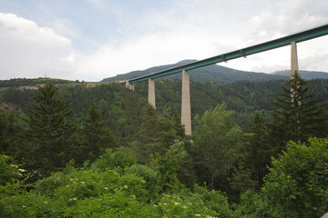 Impression of the A13 Highway from the gound  running from Innsbruck to Brenner in southern Austria