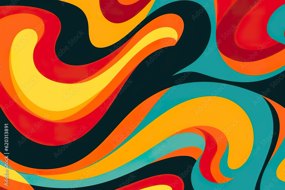 Poster a colorful abstract background with swirls and lines. generative ai.