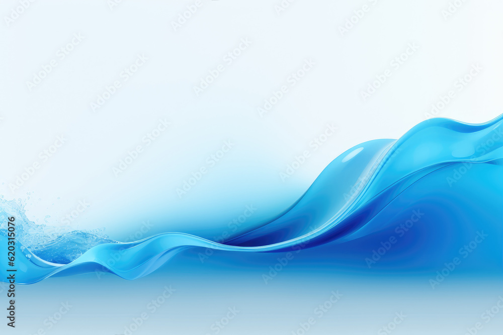 Wall mural Abstract blue wave background. Stylized water flow banner - Generative AI