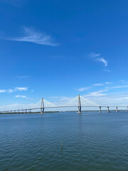 Suspension Bridge in Mt. Pleasant Charleston South Carolina on a clear Blue Day