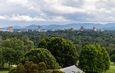 overview of downtown Asheville North Carolina from Omni Grove Park Inn