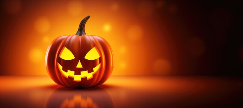 Glowing Jack o'Lantern banner for Halloween with Space for Copy