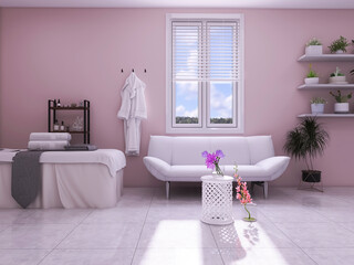 Massage room 3d render, 3d illustration