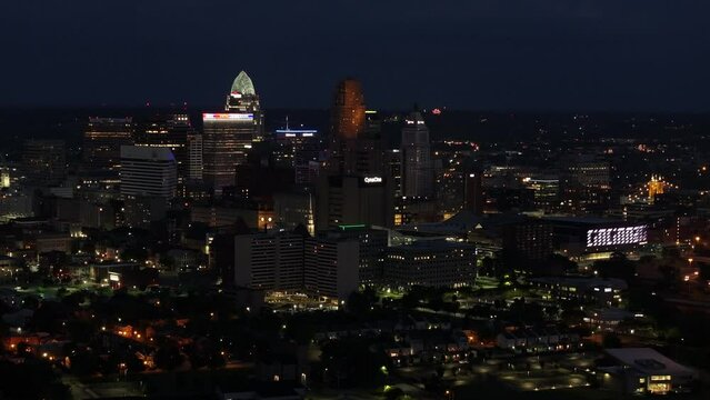 Cincinnati Downtown aerial view in the evening time