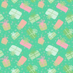 Festive gift box seamless pattern for wrapping paper and fabrics and linens and kids clothes print and party accessories