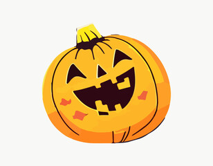 Pumpkin on white background. The main symbol of the Happy Halloween holiday. Orange pumpkin with smile for your design for the holiday Halloween. Vector illustration.