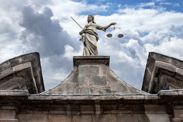 City of Dublin Ireland. Court. Lady justice. Vrouwe Justitia. Scales.