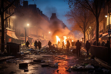 Paris Under Siege: The Clash of Rebellion and Order - obrazy, fototapety, plakaty